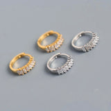 Rectangular Crystal Zircon Stud Earrings 925 Silver
