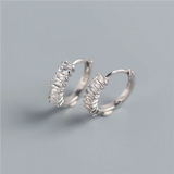Rectangular Crystal Zircon Stud Earrings 925 Silver