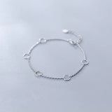 925 Sterling Silver Minimalist Hollow Circle Bracelet for Women