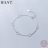 925 Sterling Silver Minimalist Hollow Circle Bracelet for Women