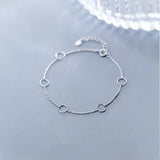 925 Sterling Silver Minimalist Hollow Circle Bracelet for Women