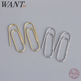 925 Sterling Silver Paper Clips Earrings for Women Party Jewelry