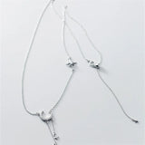 925 Silver Crystal Star Moon Tassel Necklace Wedding Jewelry