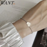 925 Sterling Silver Love Heart Chain Bracelet Wedding Jewelry