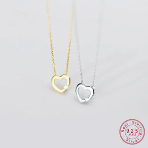 925 Silver Love Heart Clavicle Chain Pendant Necklace for Women