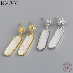 925 Silver Geometric Drop Earrings Boho Accessory