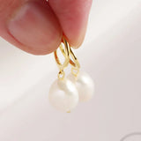 Baroque Round Ear Hoop Pearl Drop Earrings