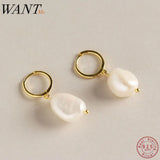 Baroque Round Ear Hoop Pearl Drop Earrings