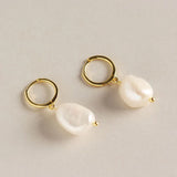 Baroque Round Ear Hoop Pearl Drop Earrings
