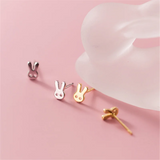 925 Silver Bunny Rabbit Stud Earrings for Women - Birthday Gift