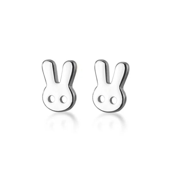 925 Silver Bunny Rabbit Stud Earrings for Women - Birthday Gift