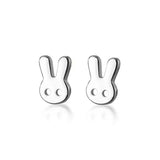 925 Silver Bunny Rabbit Stud Earrings for Women - Birthday Gift