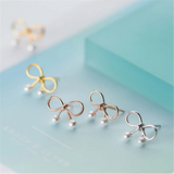 925 Silver Bow Stud Earrings Women Party Jewelry Teen Gift