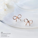 925 Silver Bow Stud Earrings Women Party Jewelry Teen Gift