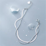 925 Silver Double Bead Charm Chain Bracelet for Women