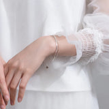925 Silver Double Bead Charm Chain Bracelet for Women