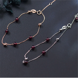 925 Silver High Garnet Bead Chain Bracelet Women's Party Jewelry