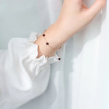 925 Silver High Garnet Bead Chain Bracelet Women's Party Jewelry