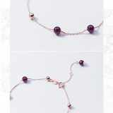 925 Silver High Garnet Bead Chain Bracelet Women's Party Jewelry