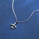 925 Silver CZ Airplane Pendant Necklace for Women