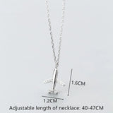 925 Silver CZ Airplane Pendant Necklace for Women