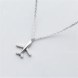 925 Silver CZ Airplane Pendant Necklace for Women
