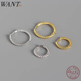 925 Silver Twist Round Stud Earrings Minimalist Design
