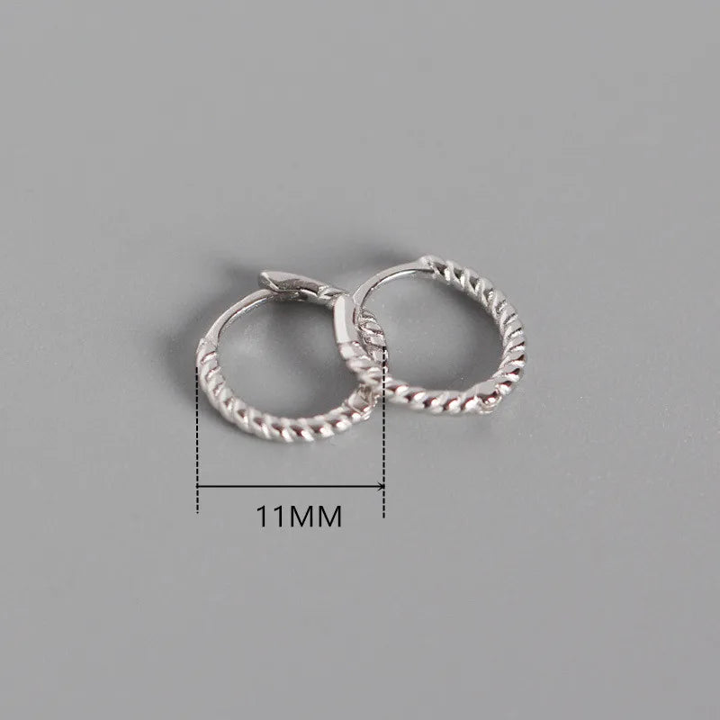 925 Silver Twist Round Stud Earrings Minimalist Design