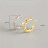 925 Silver Geometric Round Bead C Stud Earrings for Women