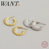 925 Silver Geometric Round Bead C Stud Earrings for Women