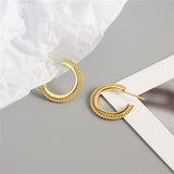 925 Silver Geometric Round Bead C Stud Earrings for Women