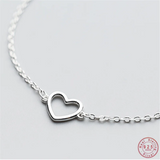 925 Silver Love Heart Cross Bracelet for Women