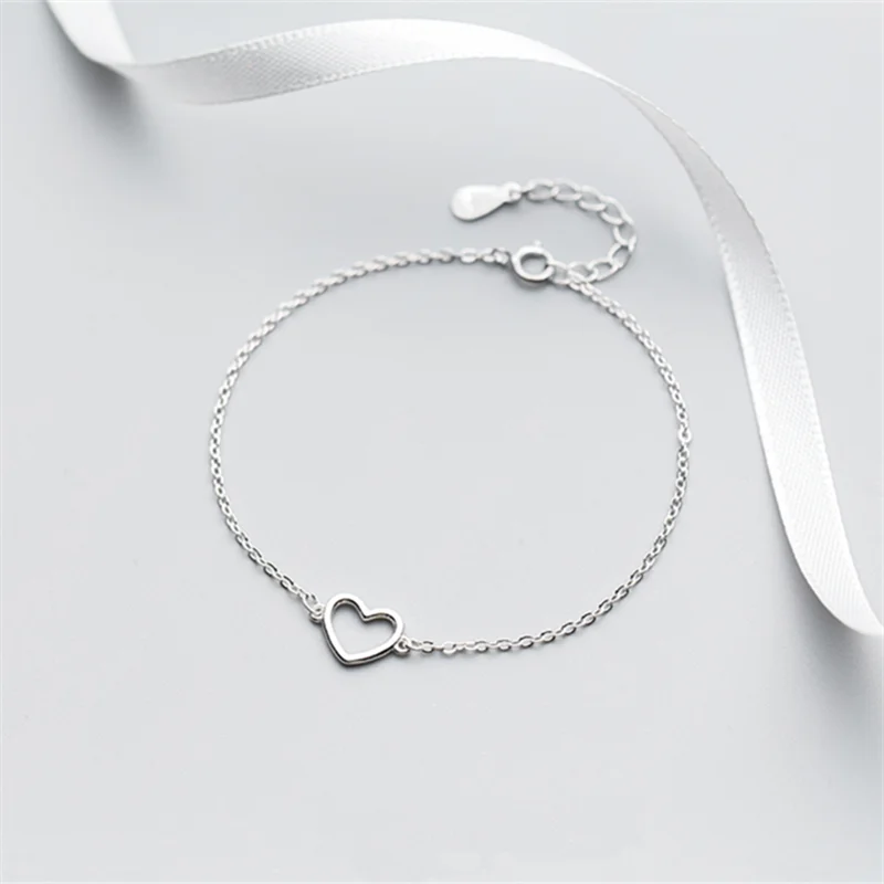 925 Silver Love Heart Cross Bracelet for Women