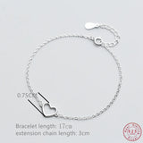 925 Silver Love Heart Cross Bracelet for Women