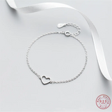 925 Silver Love Heart Cross Bracelet for Women