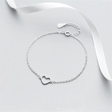 925 Silver Love Heart Cross Bracelet for Women