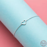 925 Silver Love Heart Cross Bracelet for Women