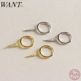 925 Silver Triangle Crystal Zircon Tassel Stud Earrings