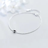 925 Silver Minimalist Bead Chain Bracelet for Women
