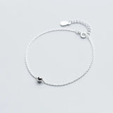925 Silver Minimalist Bead Chain Bracelet for Women