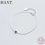 925 Silver Minimalist Bead Chain Bracelet for Women