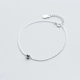 925 Silver Minimalist Bead Chain Bracelet for Women