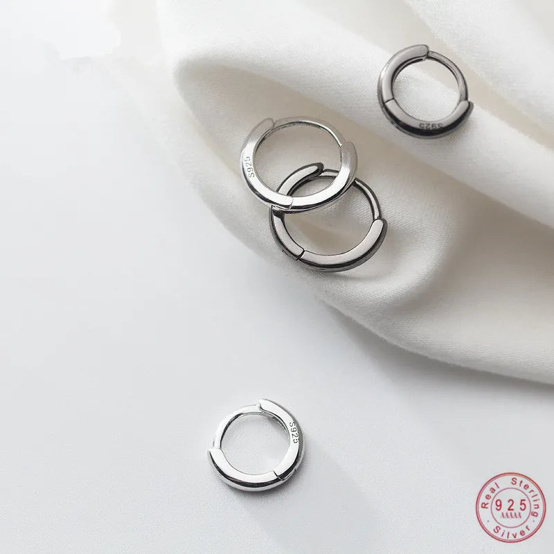 925 Sterling Silver Short Hoop Earrings for Party Accessories
