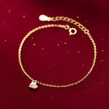 925 Silver Golden Love Shell Charm Bracelet for Women