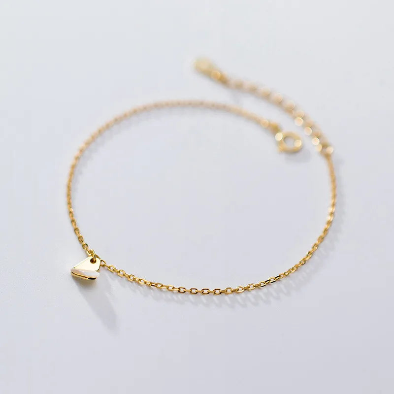 925 Silver Golden Love Shell Charm Bracelet for Women