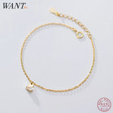 925 Silver Golden Love Shell Charm Bracelet for Women