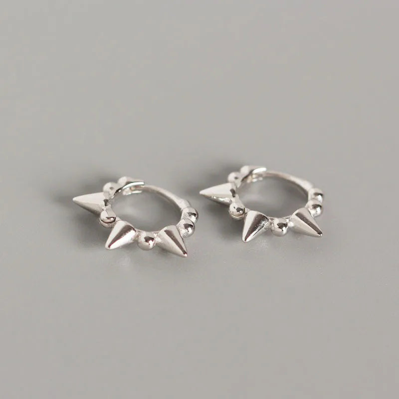 925 Silver Sweet Beads Rivets Round Stud Earrings for Women