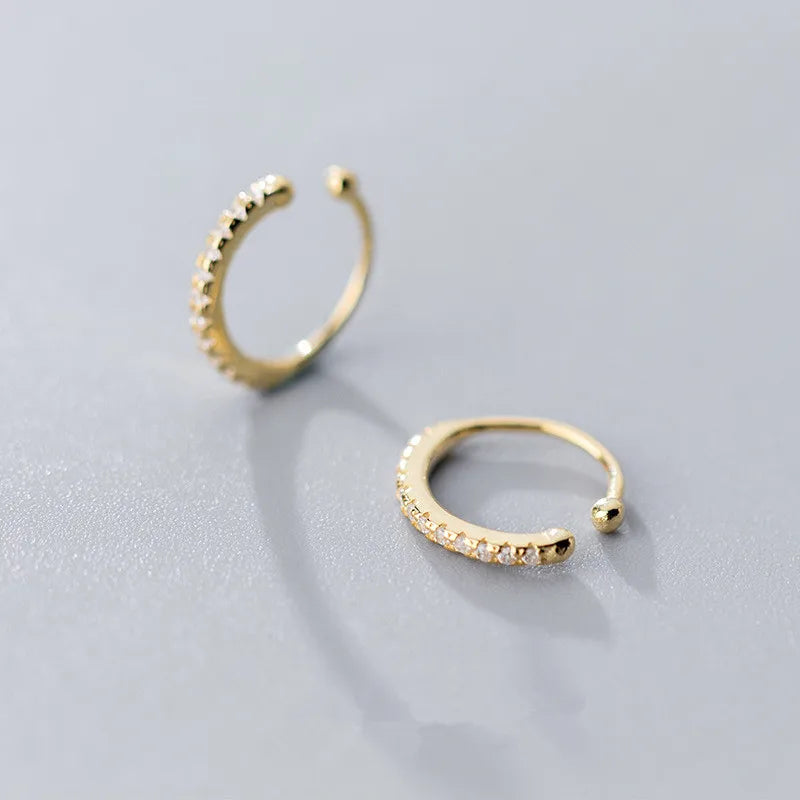 925 Sterling Silver U-shaped Clip Earrings Punk Rock Ear Cuff Jewelry