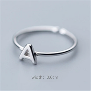 925 Silver Unisex A-Z Initial Name Rings for Women Men