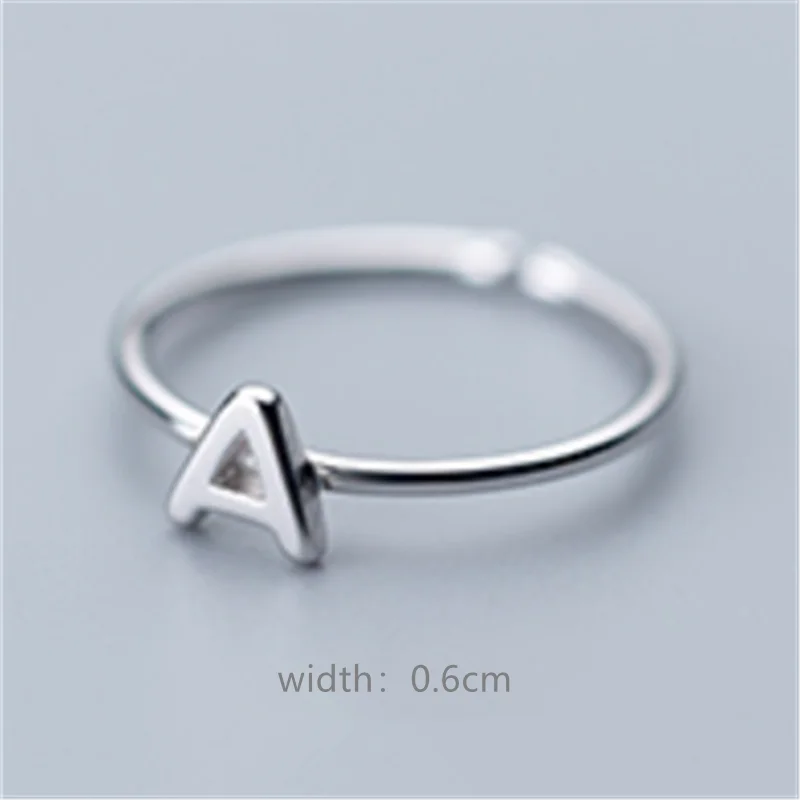 925 Silver Unisex A-Z Initial Name Rings for Women Men